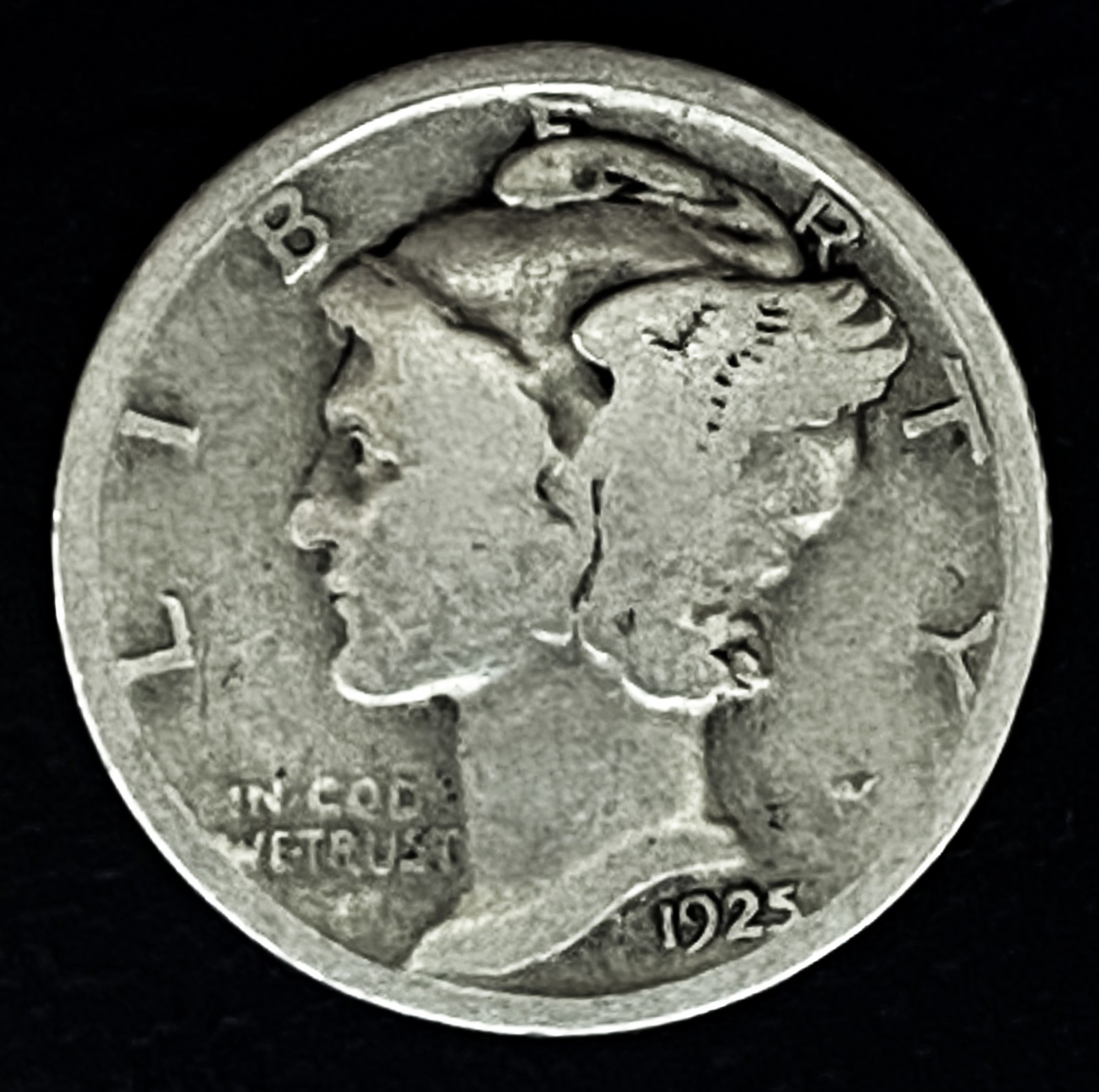 1925 P Mercury Winged Liberty Head Dime 90% Silver 2