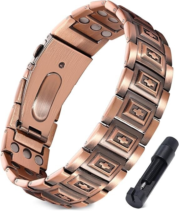 Jecanori Copper Bracelet for Men, 3X Strength Magnetic Bracelets for Men