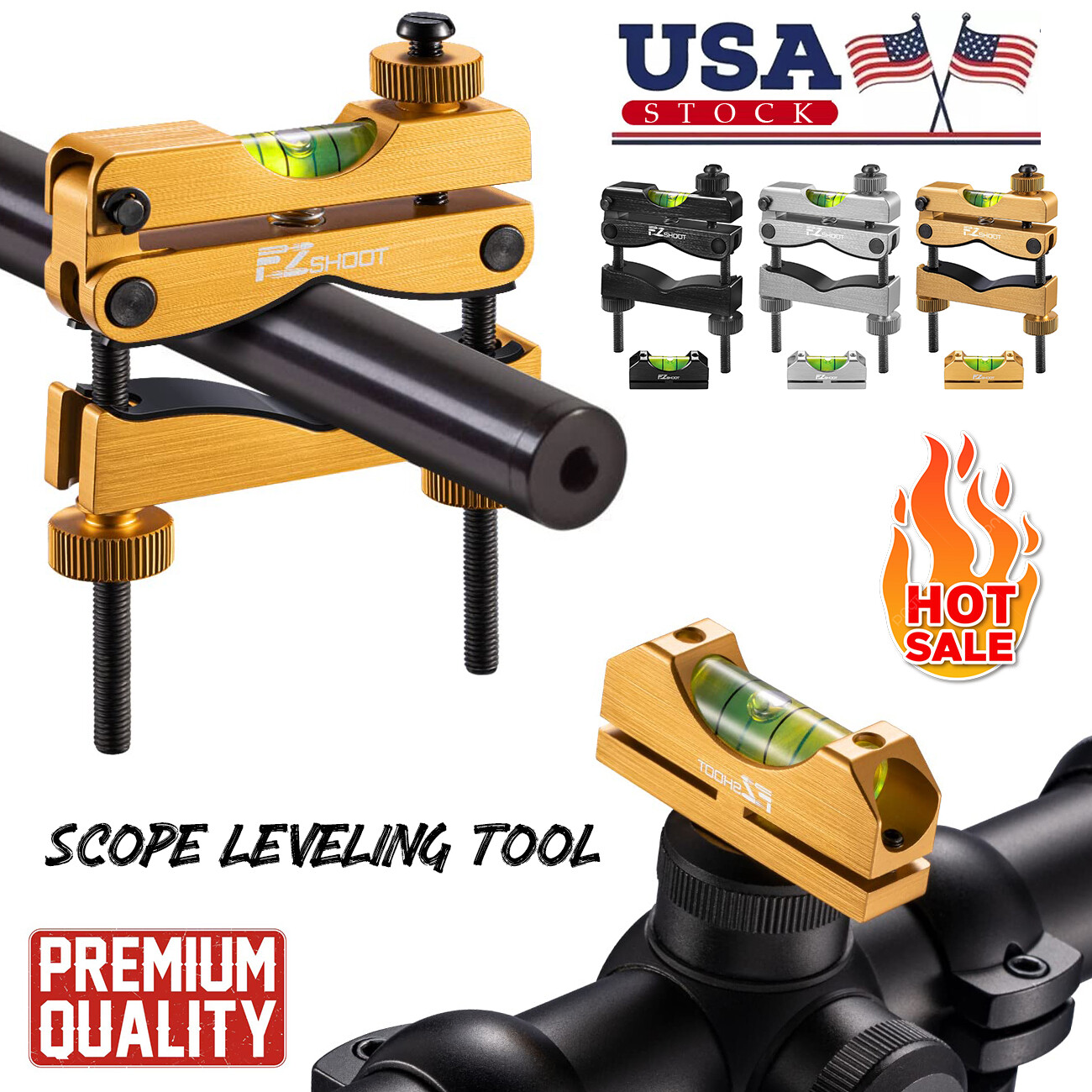 Scope Bubble Level with Magnetic Bottom + Barrel Clamp Scope Leveling Tool Combo
