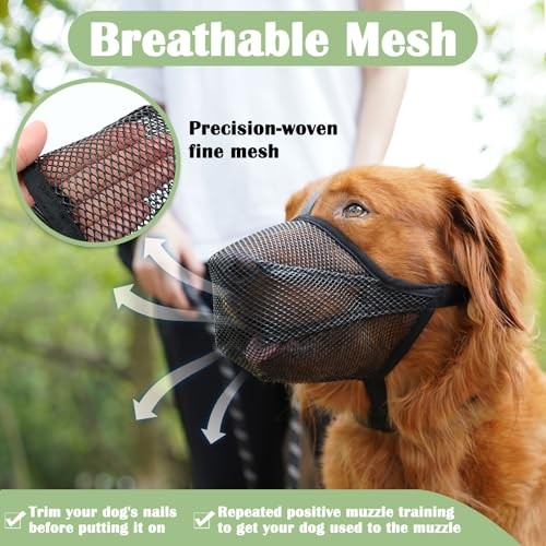 Dog Muzzle, Soft Mesh Muzzle for Small Medium S [Snout Cir: 8.5"-9.5"] Black