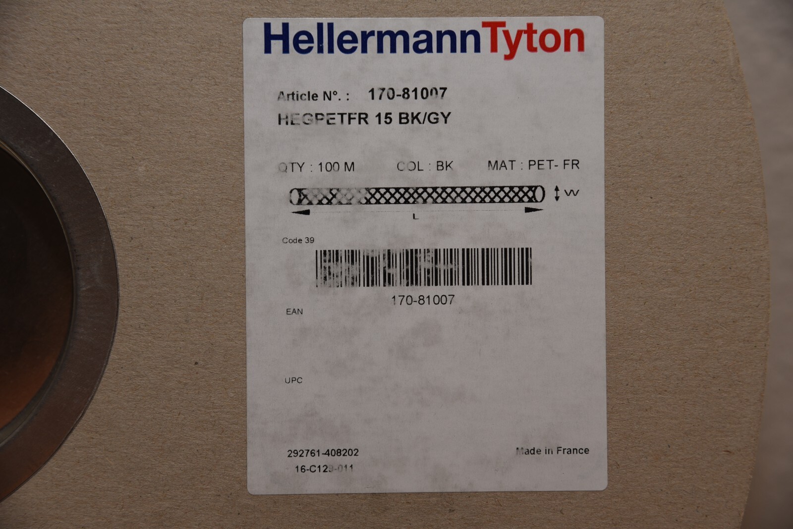 HellermannTyton 170-81007 Flame-retardant braided sleeving 13-20mm, 100M 3 Reels