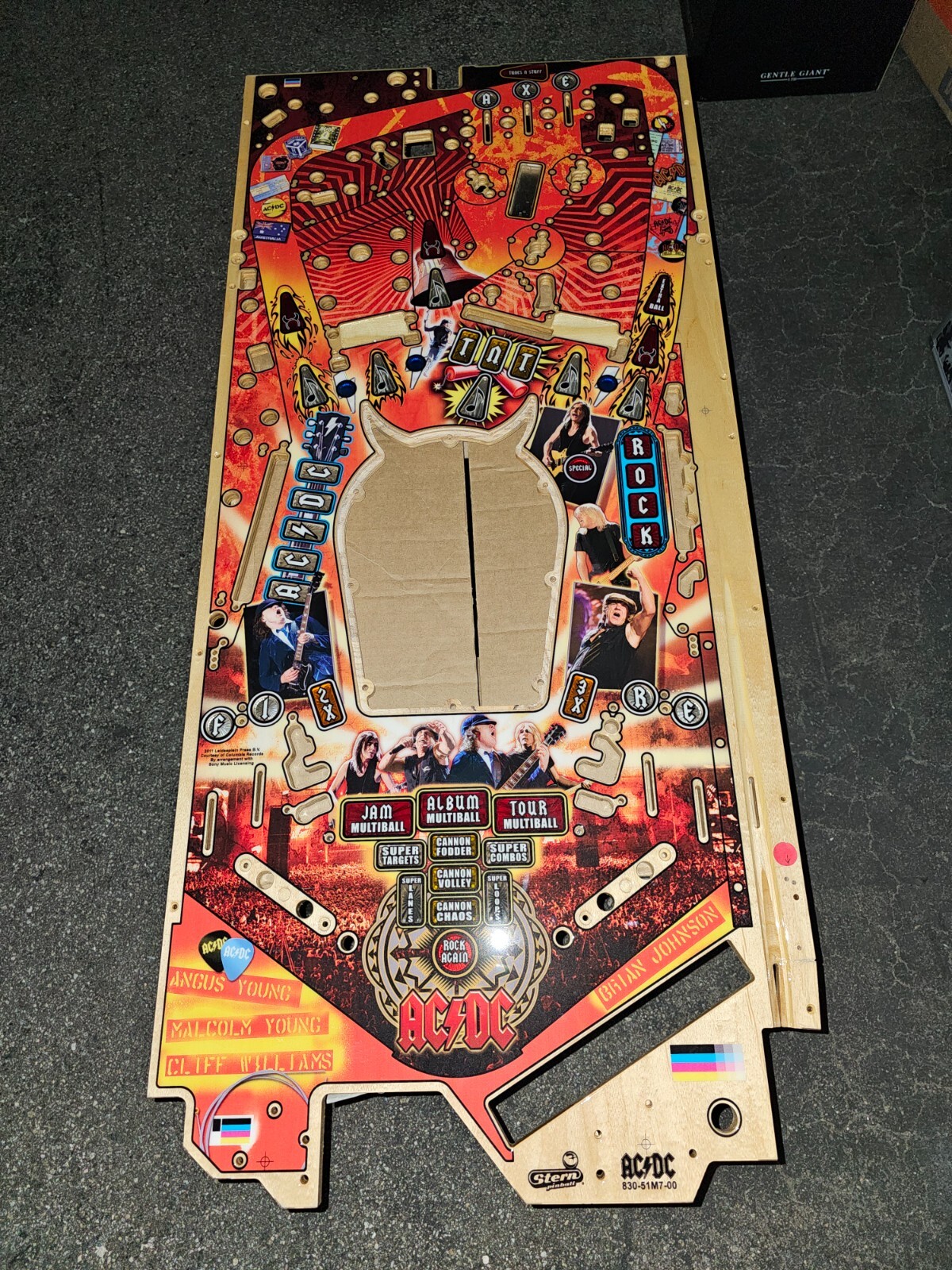 Stern Pinball Machine Premium AC/DC Wood Play Field 45"x20" ANGUS YOUNG BLACK