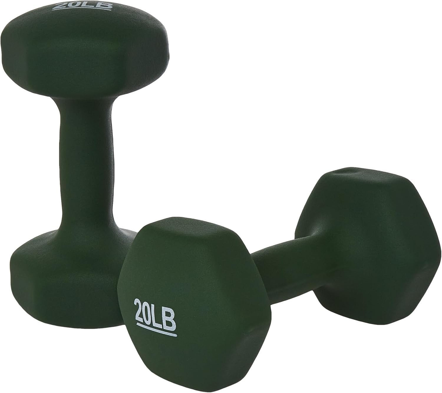 Amazon Basics Neoprene Dumbbells 20 lb Pair - Green