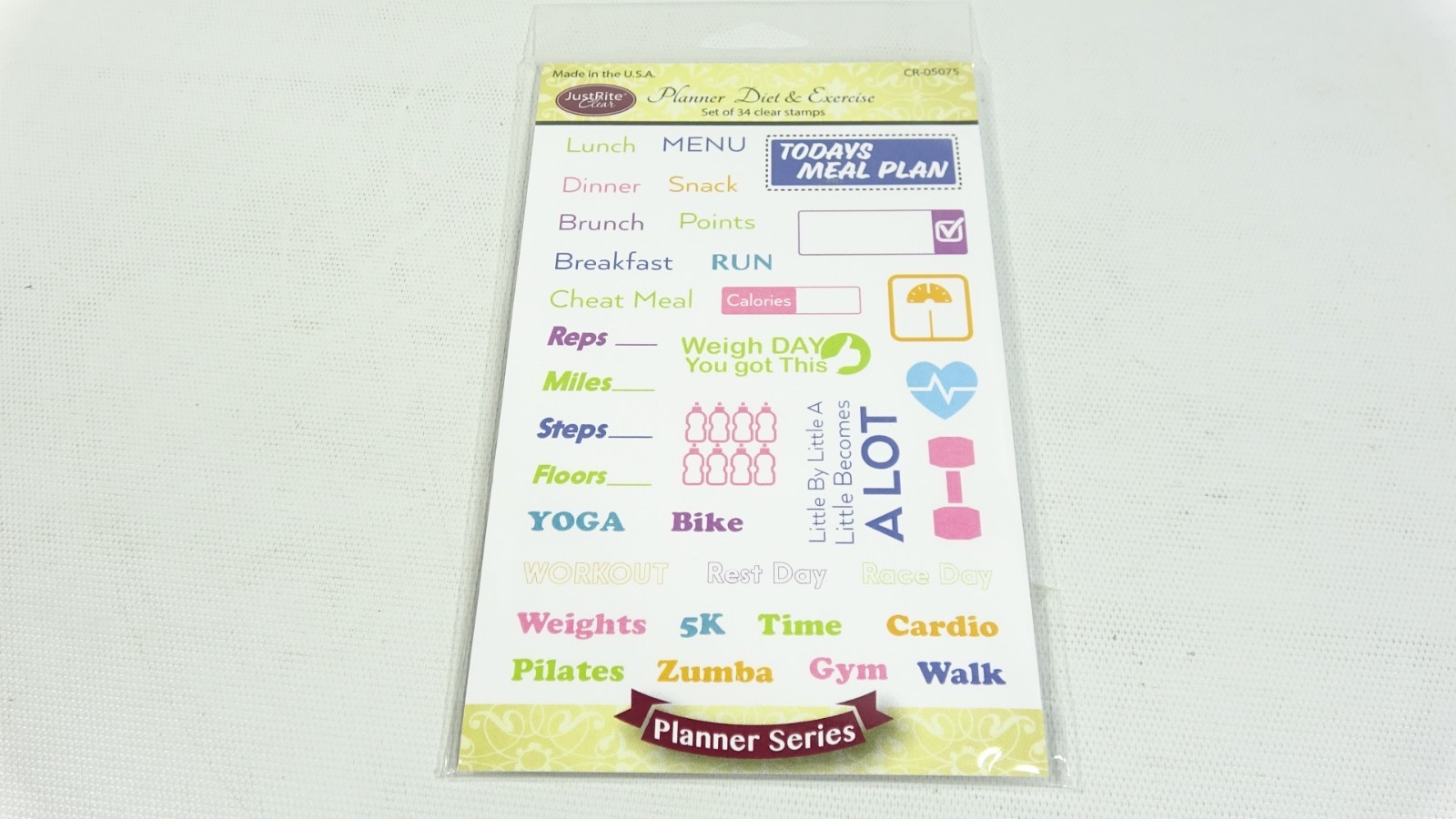Just Rite Clear Rubber Stamps Planner Diet & Exercise CR-05075
