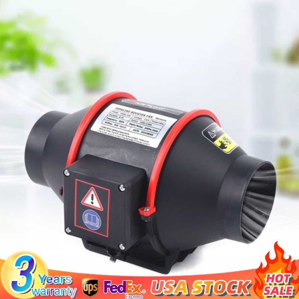 4'' 310 CFM Silent Exhaust Inline Duct Fan Ventilation Blower Fan Air Circulatio