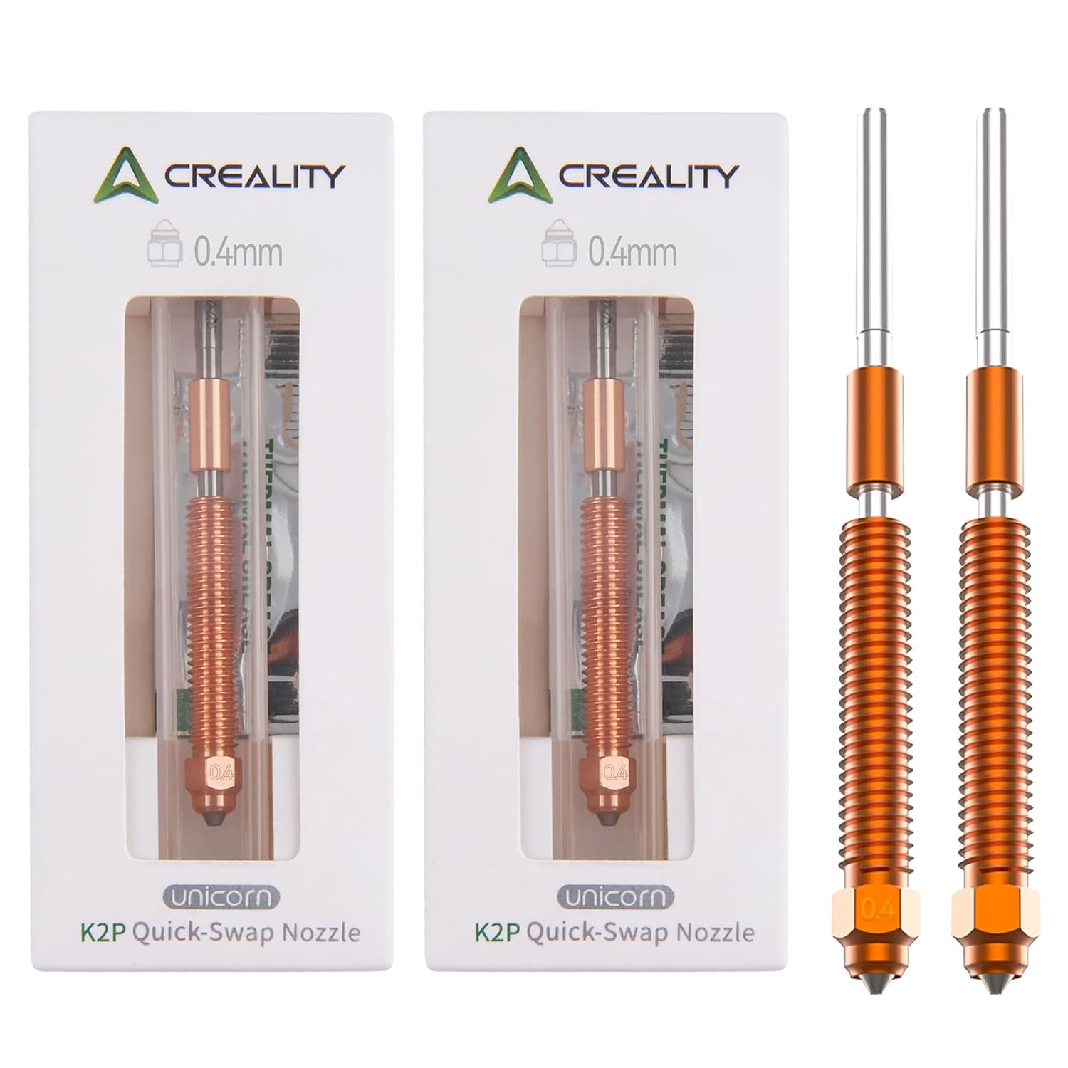 K2 plus Nozzles 2PCS 0.4Mm, "Unicorn" K2P Quick-Swap Nozzle-0.4Mm,Compatible wit