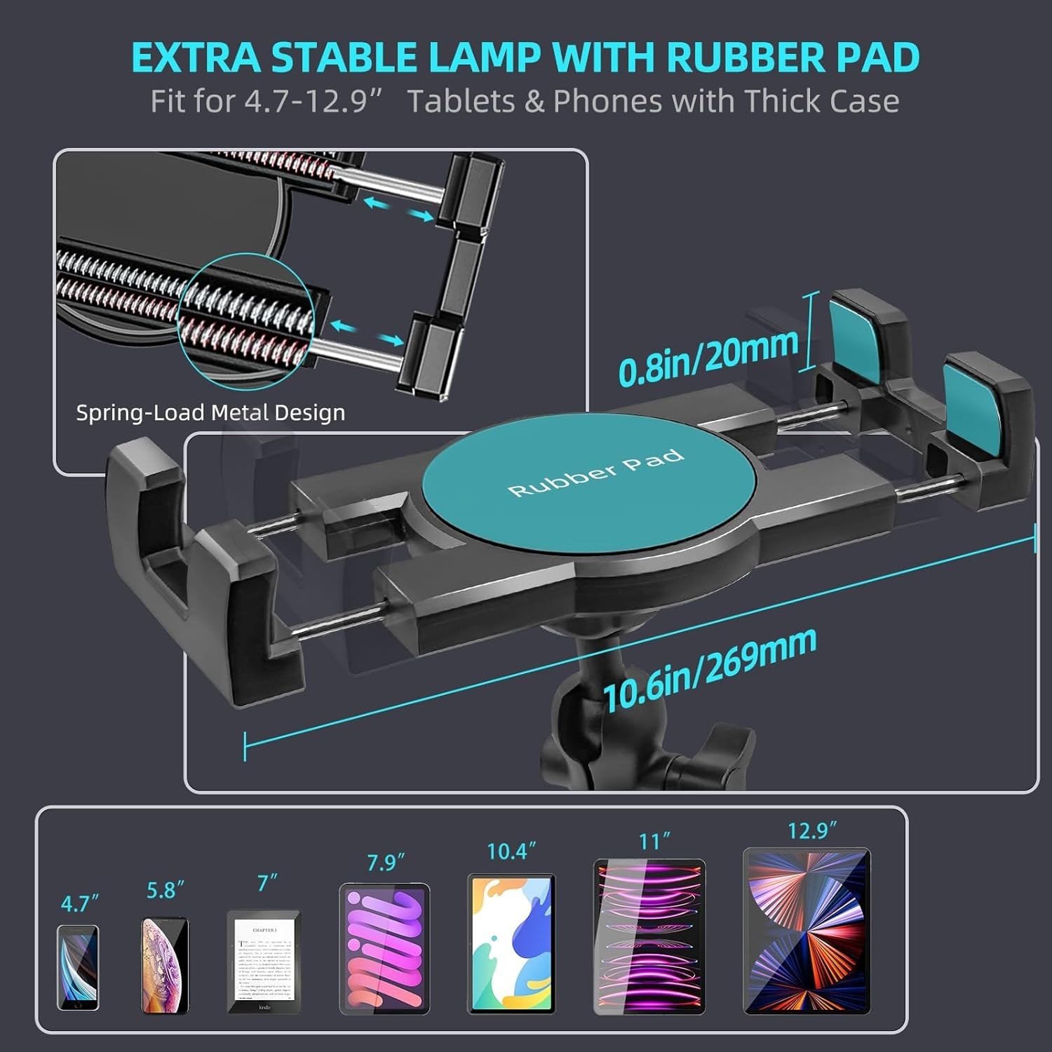 Aluminum Heavy Duty Drill Base Tablet Holder Car Mount Dashboard, 360° Adjust...