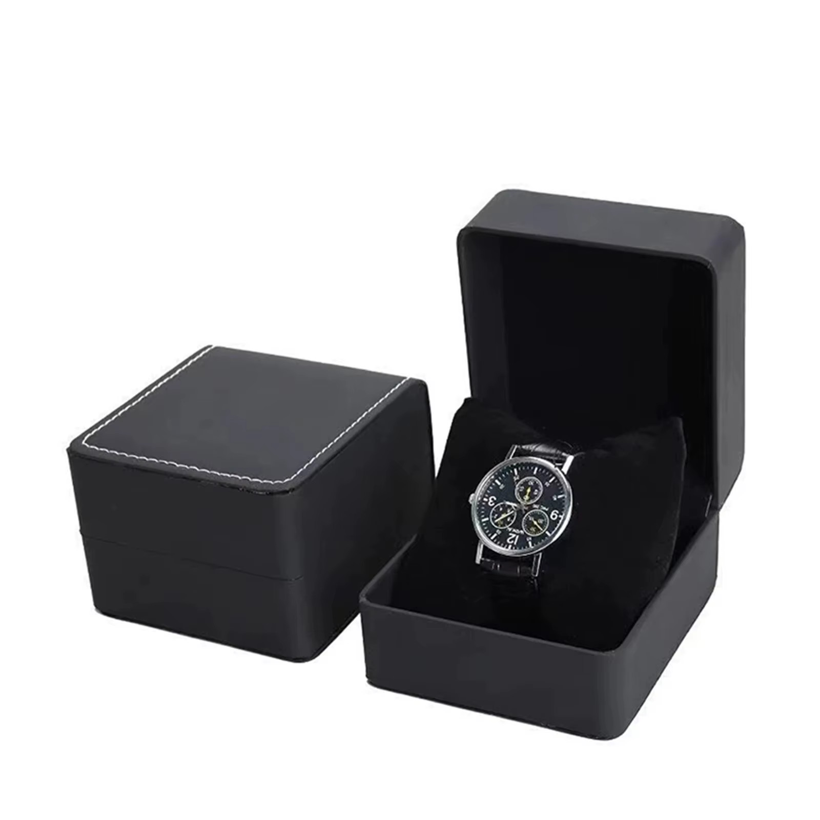 Single Watch Gift Box with Pillow PU Leather Wristwatch Display Case Organizer f