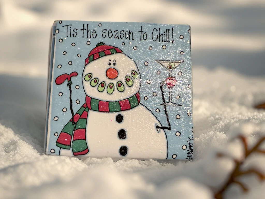Festive Snowman Holiday Coasters – “‘Tis the Season to Chill” Christmas
