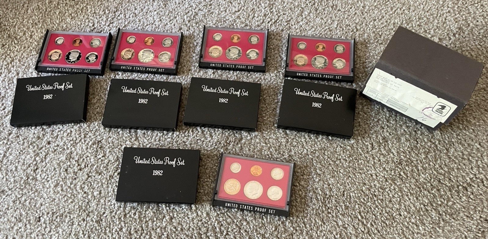 1982 Proof Sets In Original Boxes And Original US Mint Box Lot Of 5 Sets
