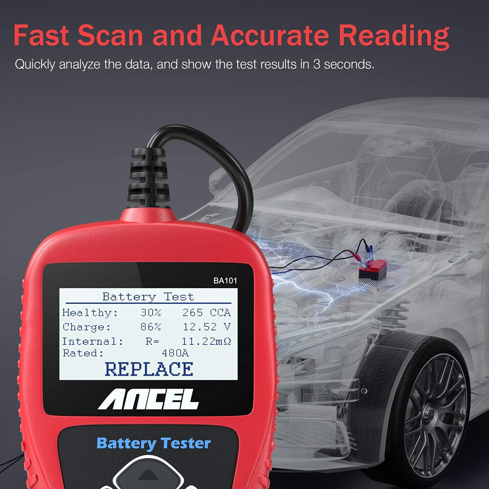 Ancel BA101 12V Auto Car Battery Load Tester Cranking Analyzer Tool 100-2000CCA