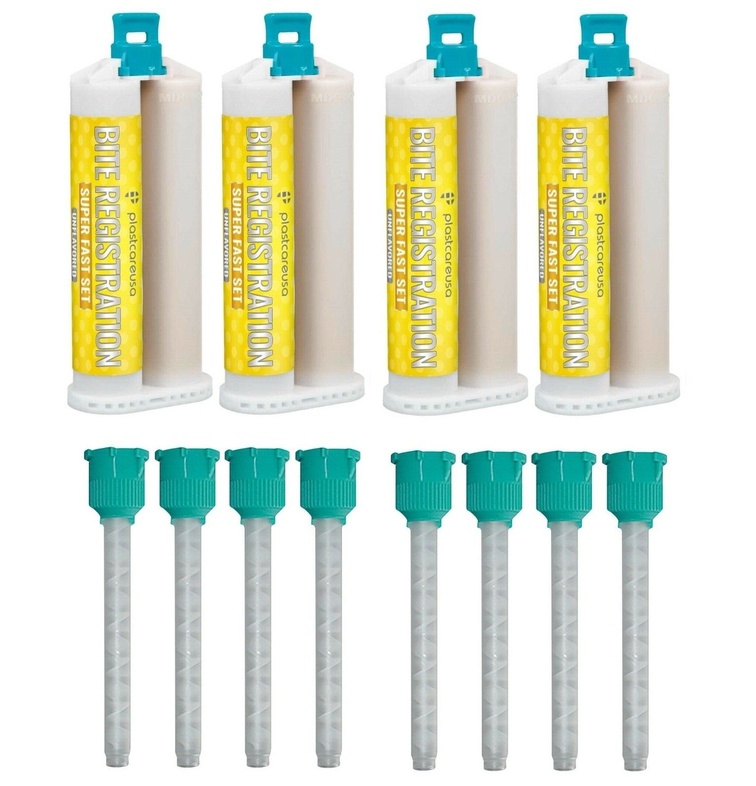 4 X 50ML VPS Unflavor Bite Registration Material SUPER FAST Set +8 Mixing Tips