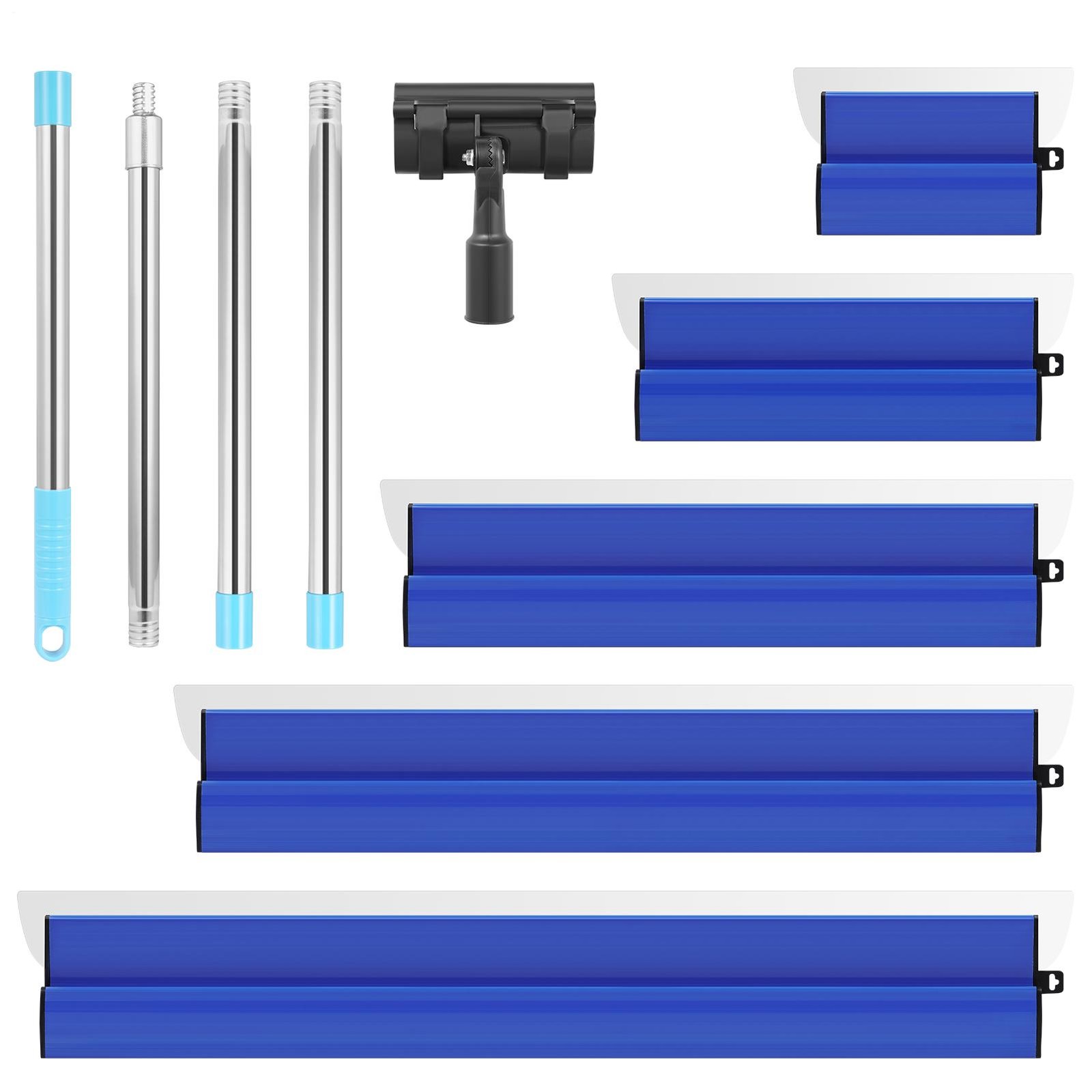 7pcs Set Drywall Composite Skimming Blades w/ Adapter + Extension Handle