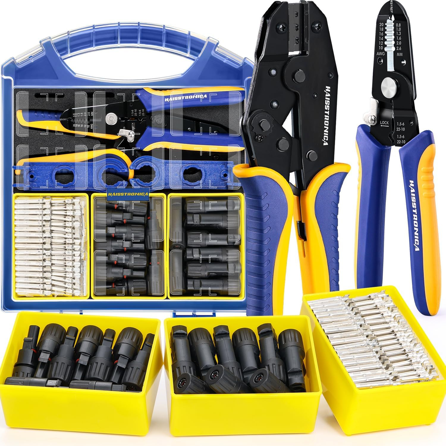 25PCS Solar Crimping Tool Kit, 20 Pairs MC4 Connectors AWG14-10(2.5/4/6mm²) with