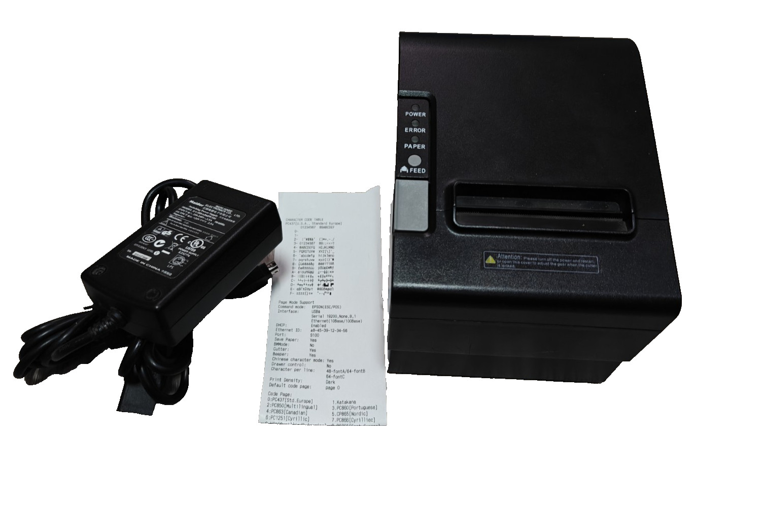 Senor TP100 POS Receipt printer With AC Adapter ESC/POS USB Ethernet Serial