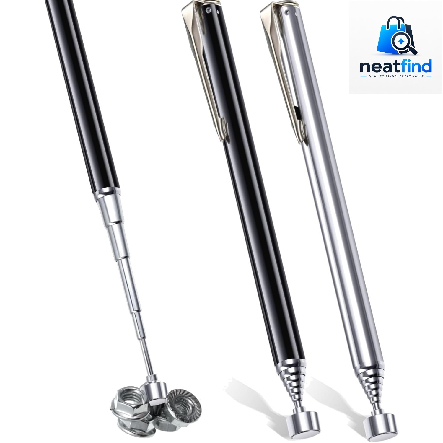 2 Pieces Telescoping Magnetic Pick up Tool Grabbers Reacher Tools with Pocket...
