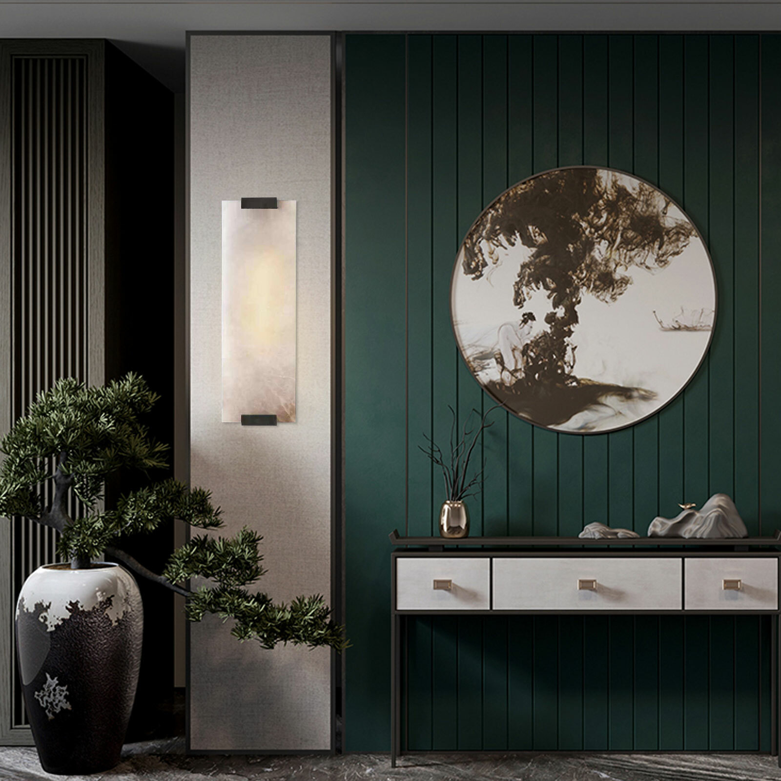 Wall Light Sconce Outdoor Modern Lamp Exterior Lights Rectangular Hand-Carved