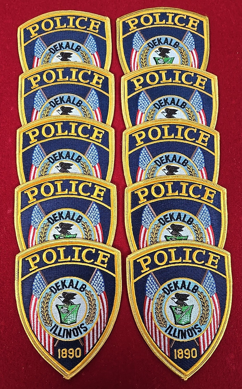 DeKALB ILLINOIS POLICE Patch Lot #A Trade Stock 10 Police Patches POLICE PATCH