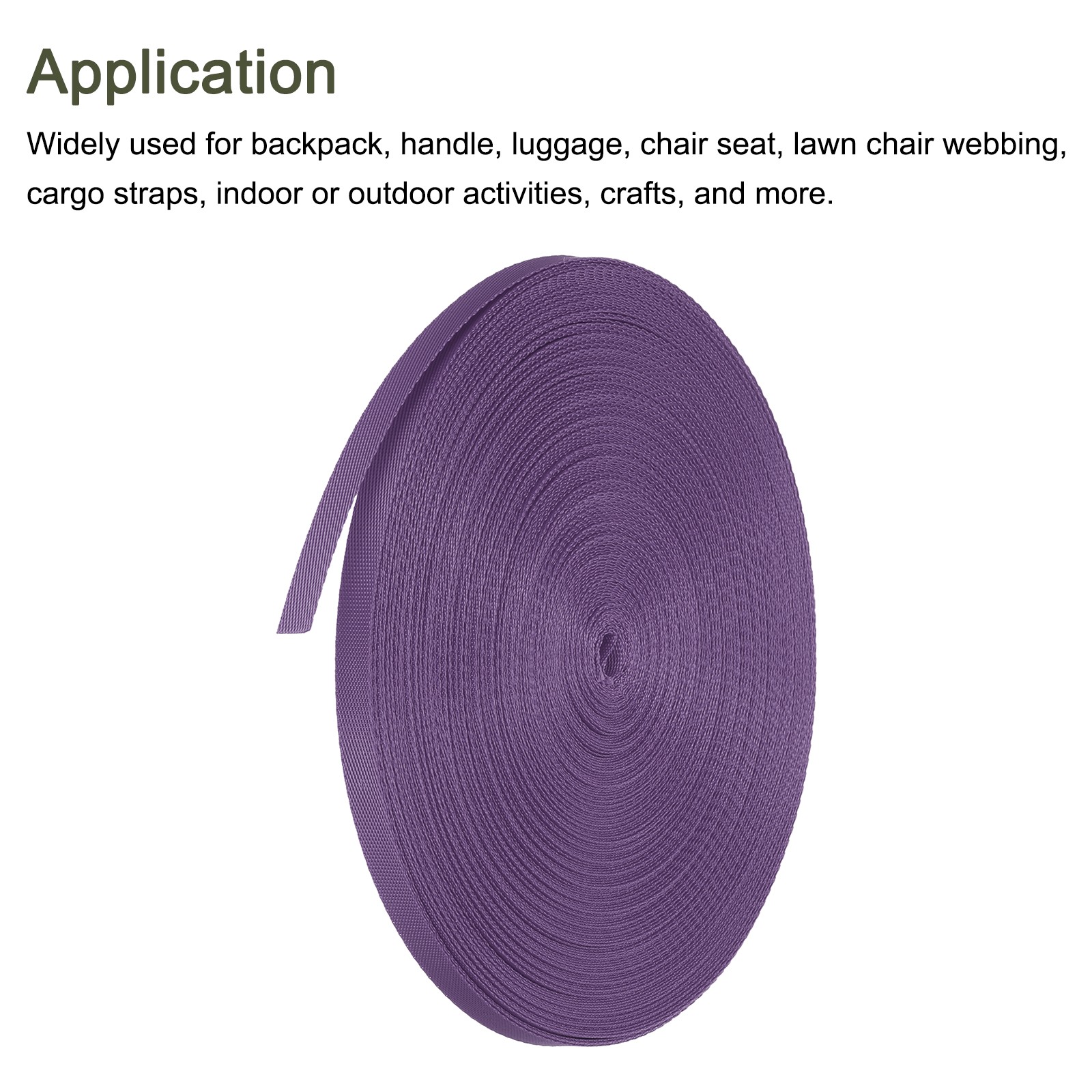 Flat Nylon Webbing Strap 3/8 Inch 50 Yards Bean Purple for Backpack