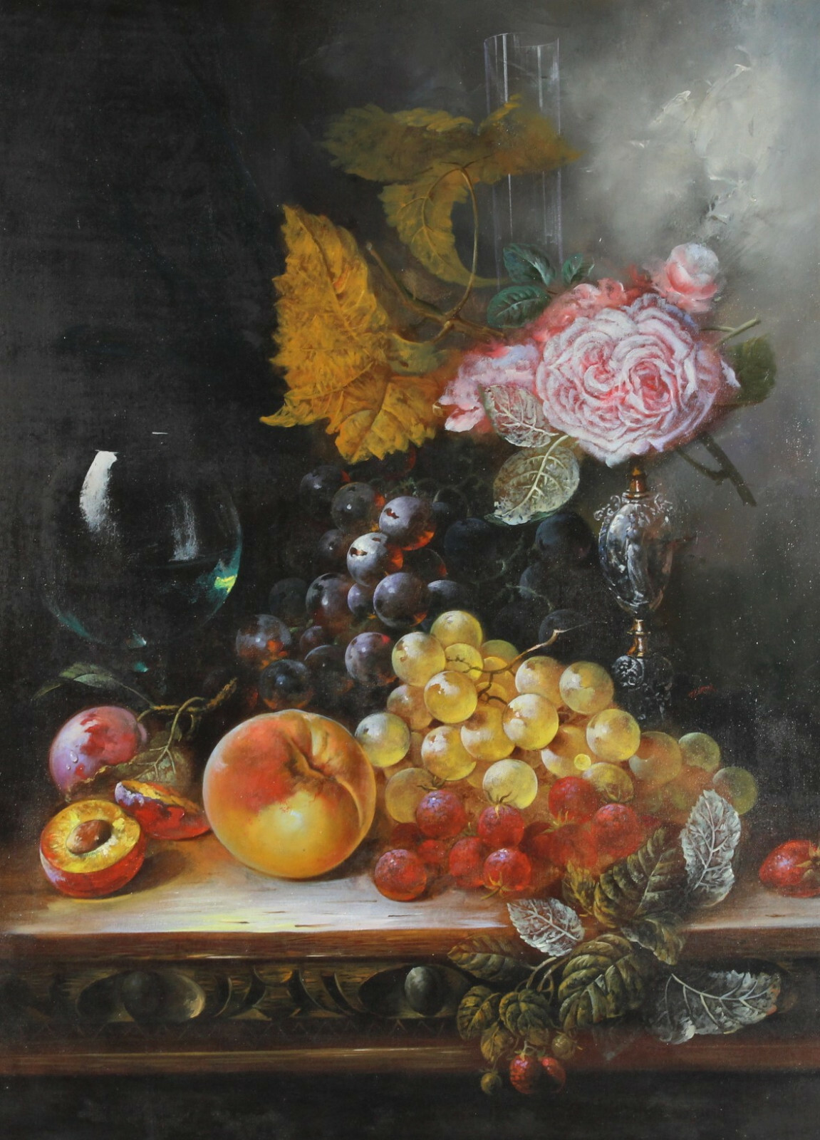 Old Master Floral Still Life Newly Interpreted Oil Painting Sign. Turn circa 1980