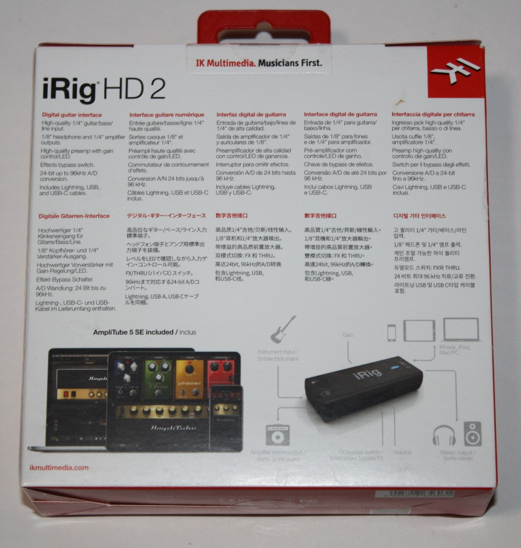 IK Multimedia iRig HD 2 guitar audio interface for iPhone, iPad, Mac, iOS NEW