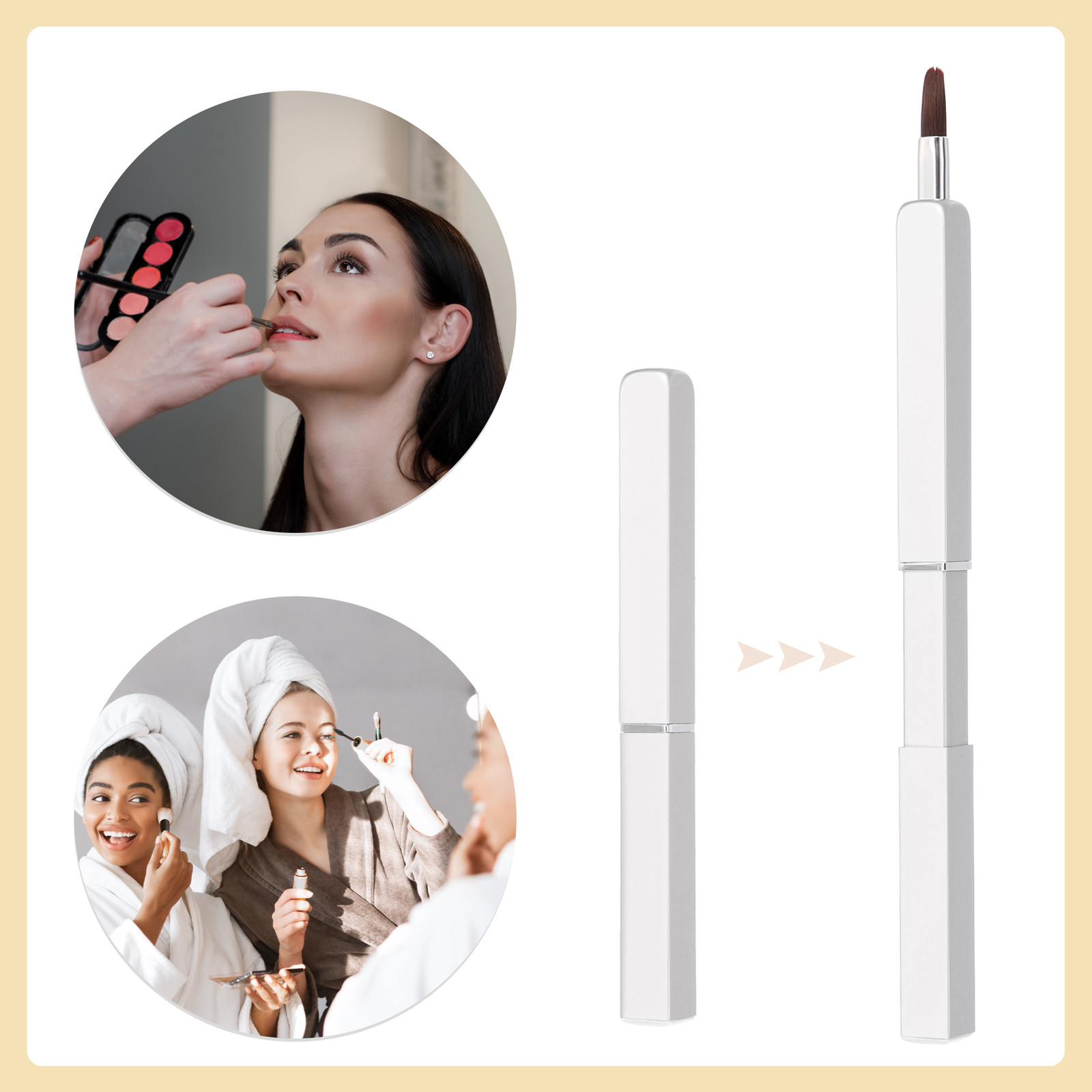 1pcs Lipstick Brushes Makeup Brush Tool Applicators Set Square Shape Silver Tone