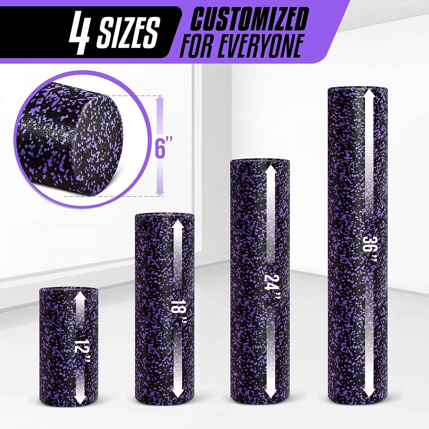 High-Density EPP Round Back Roller Foam, Exercise Foam Roller for Yoga, Pilat...