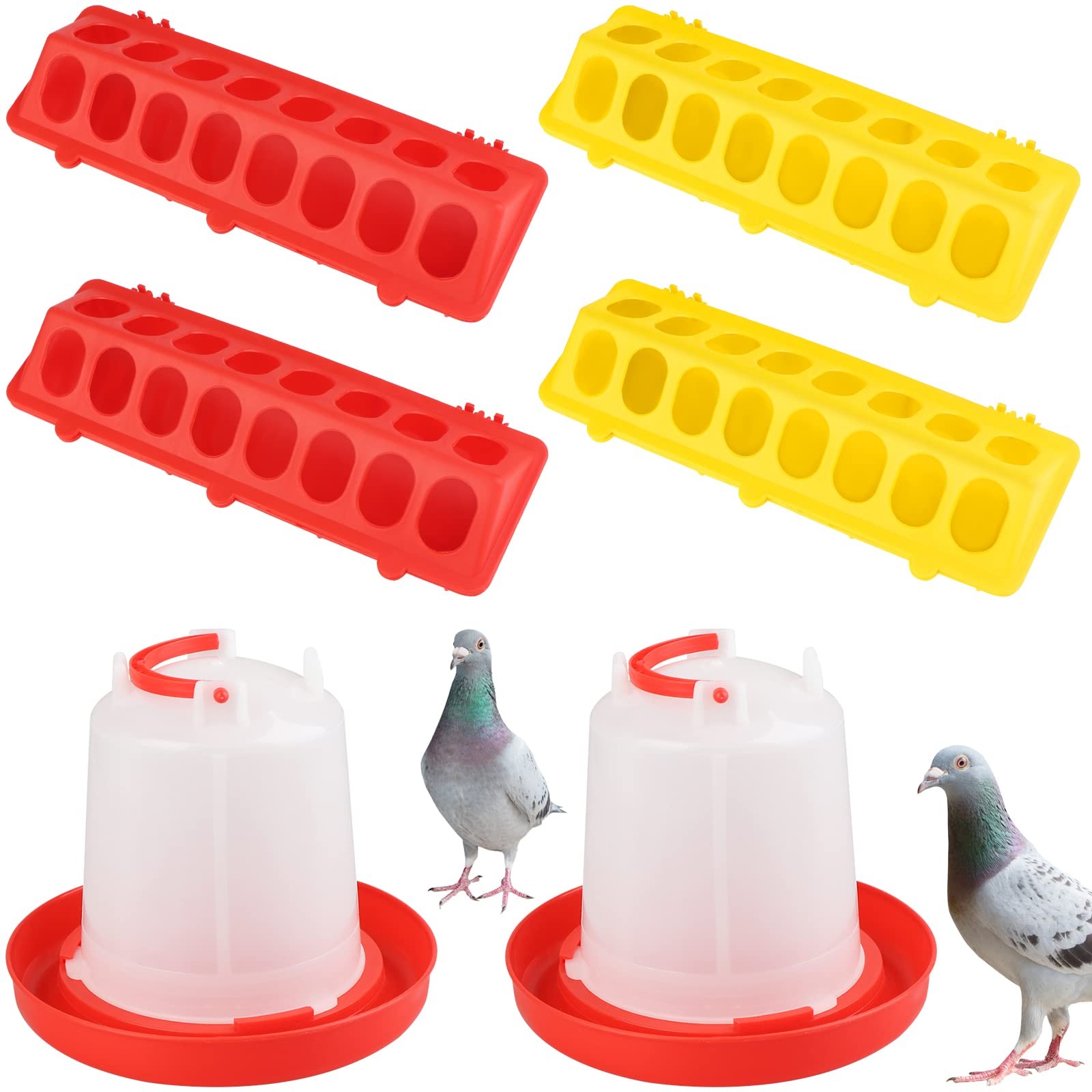 Juego de comedero y bebedero pollos, dispensador de comida con tapa abatible