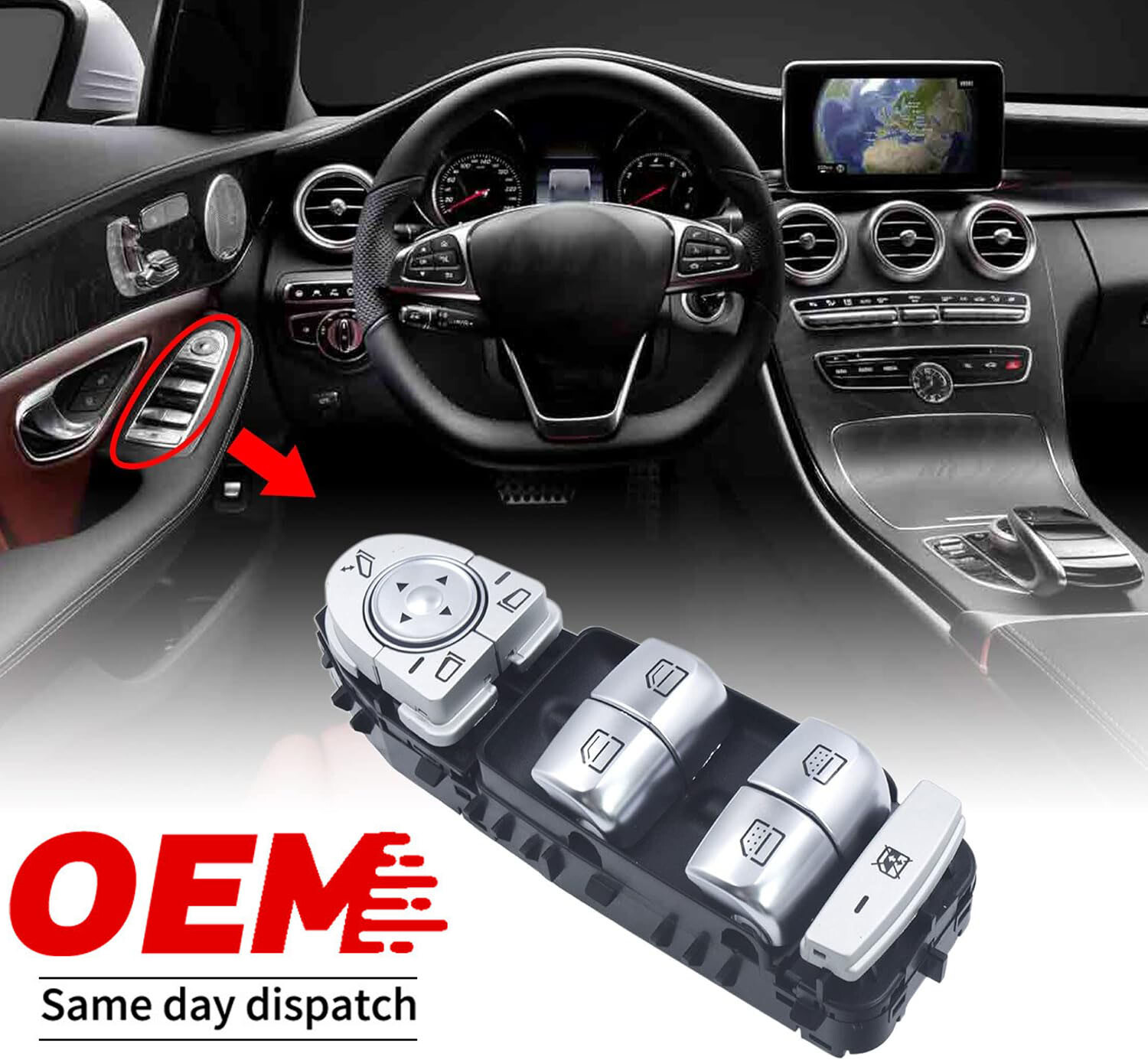 Front Master Power Window Switch For Mercedes Benz C300 Sedan GLC300 2015-2021