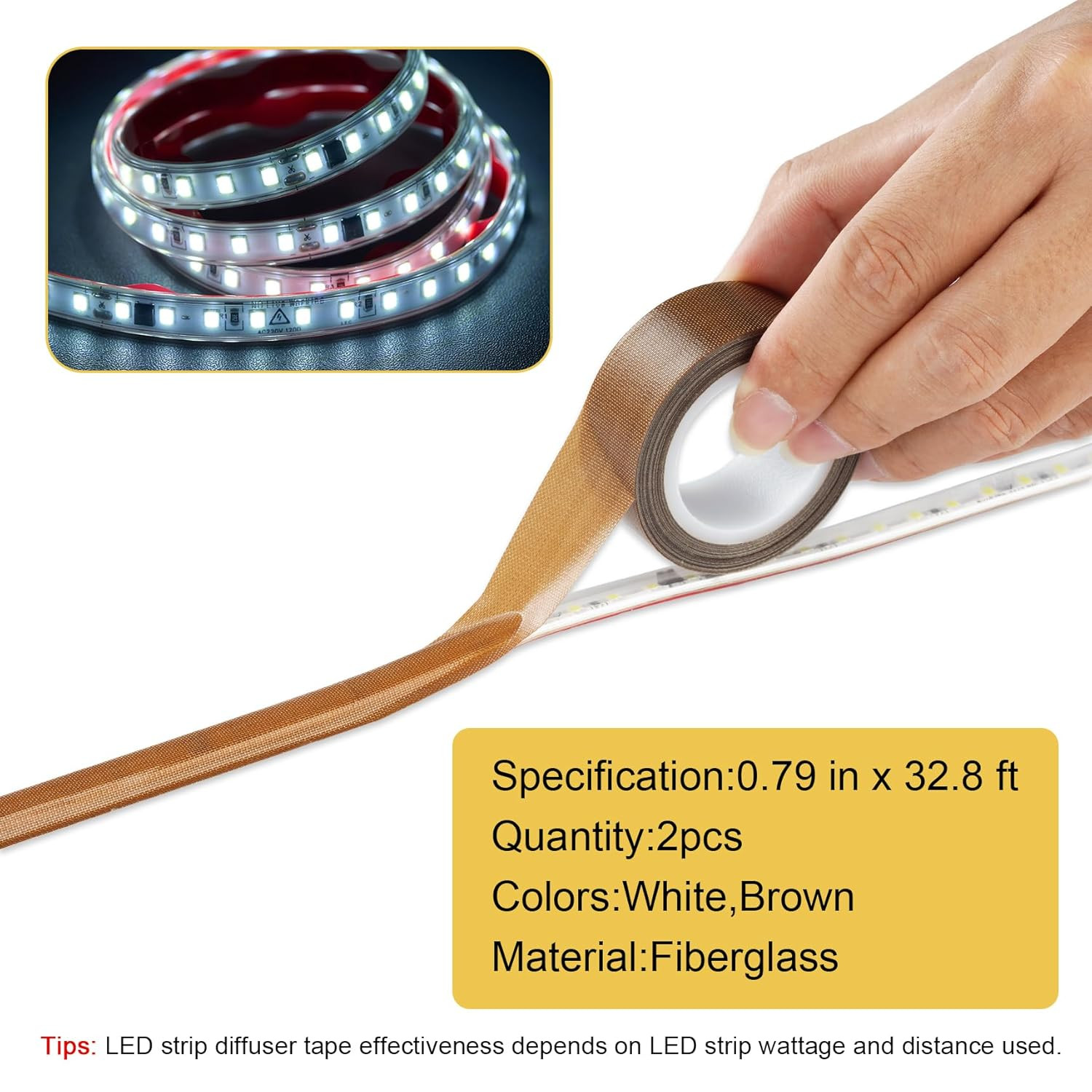 LED Strip Diffuser Tape 2 PCS 0.78 in X 32.8 Ft Light Diffuser Tape for Soften L