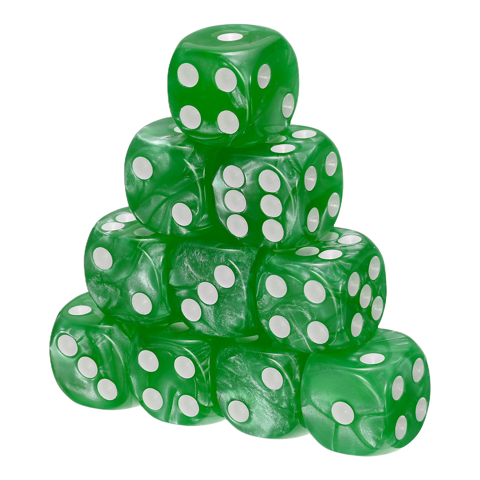 10Pcs Standard Game Dice Set 16mm Pearl Pattern Square Dice, Light Green
