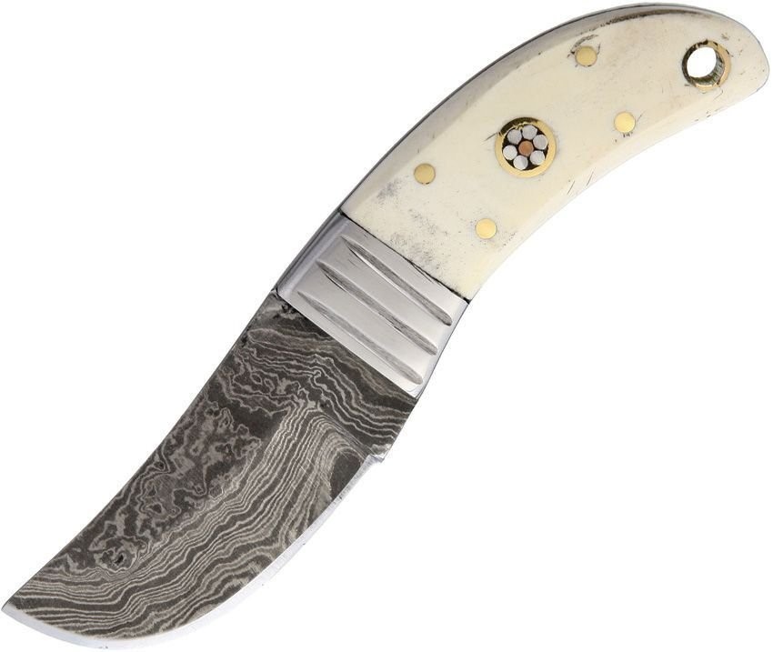 Old Forge Stubby Skinner Damascus Fixed Blade Knife w / Clip Point - OF037