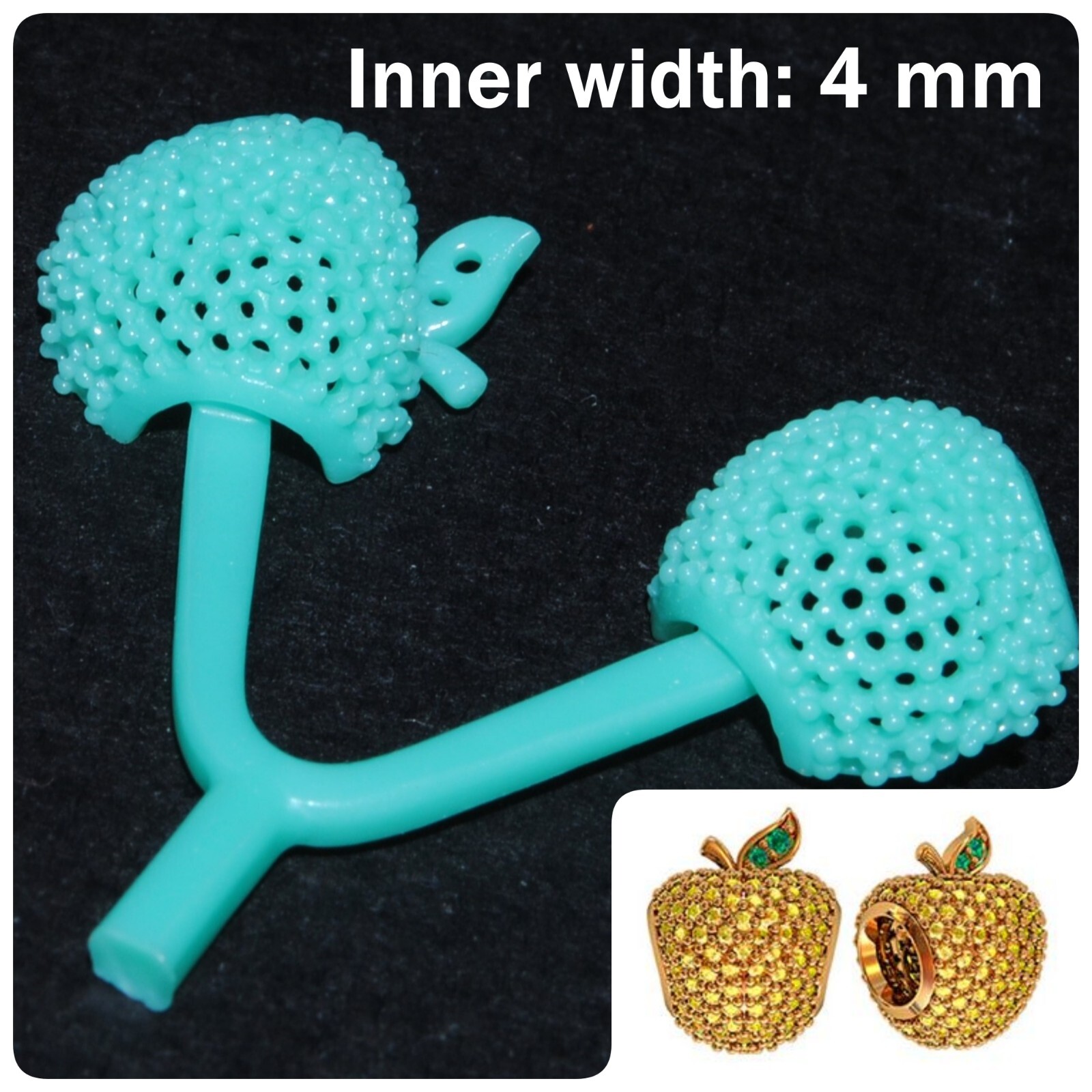 2 pcs Apple Bead Wax patterns for lost wax casting jewelry/injection wax_610260
