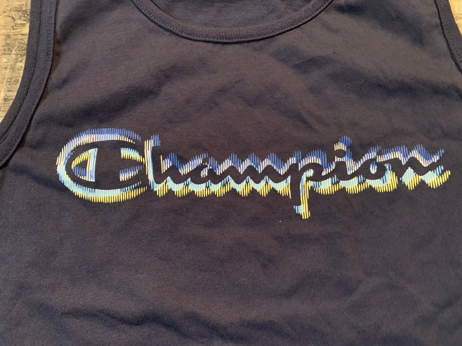 NEW Big Boys Champion® Aberration Script Tank Top, Navy Blue, Size LARGE