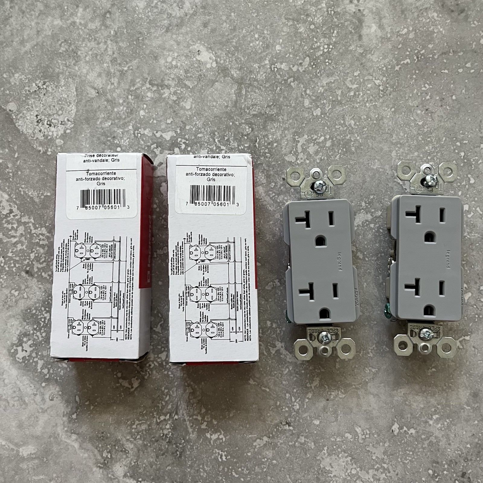 Legrand Radiant Spec Grade 20A Tamper Resistant Receptacle 125V Gray 2 PACK