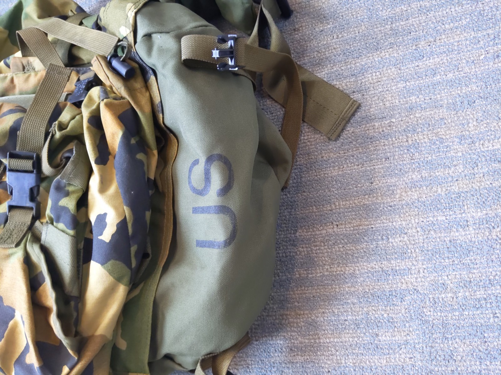 Medium Army Military Camo Field Pack With Internal Frame Plus Small Backpack
