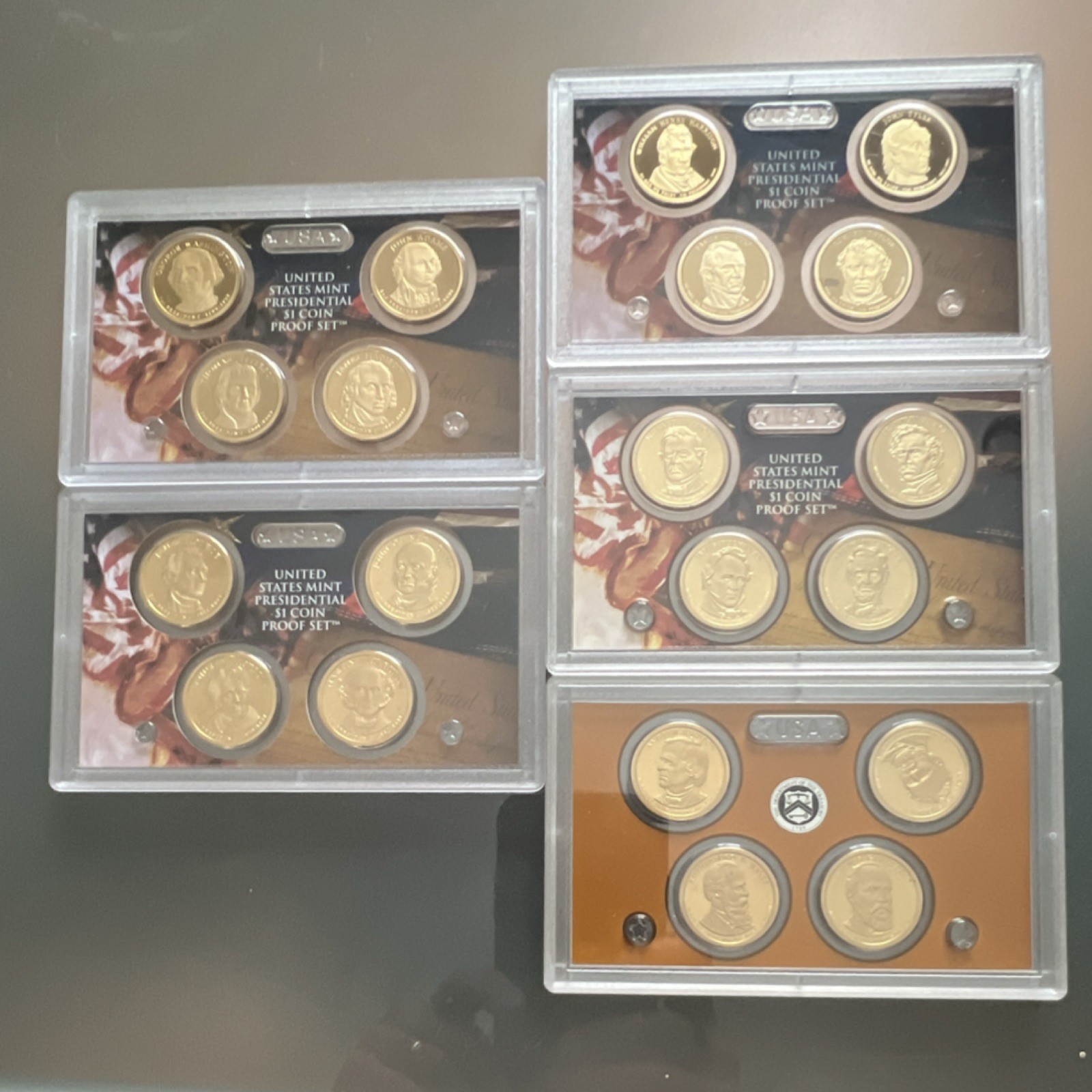 U.S. Mint  $1 Coin Proof Sets—Complete Early Presidential Proof Run 2007-2011