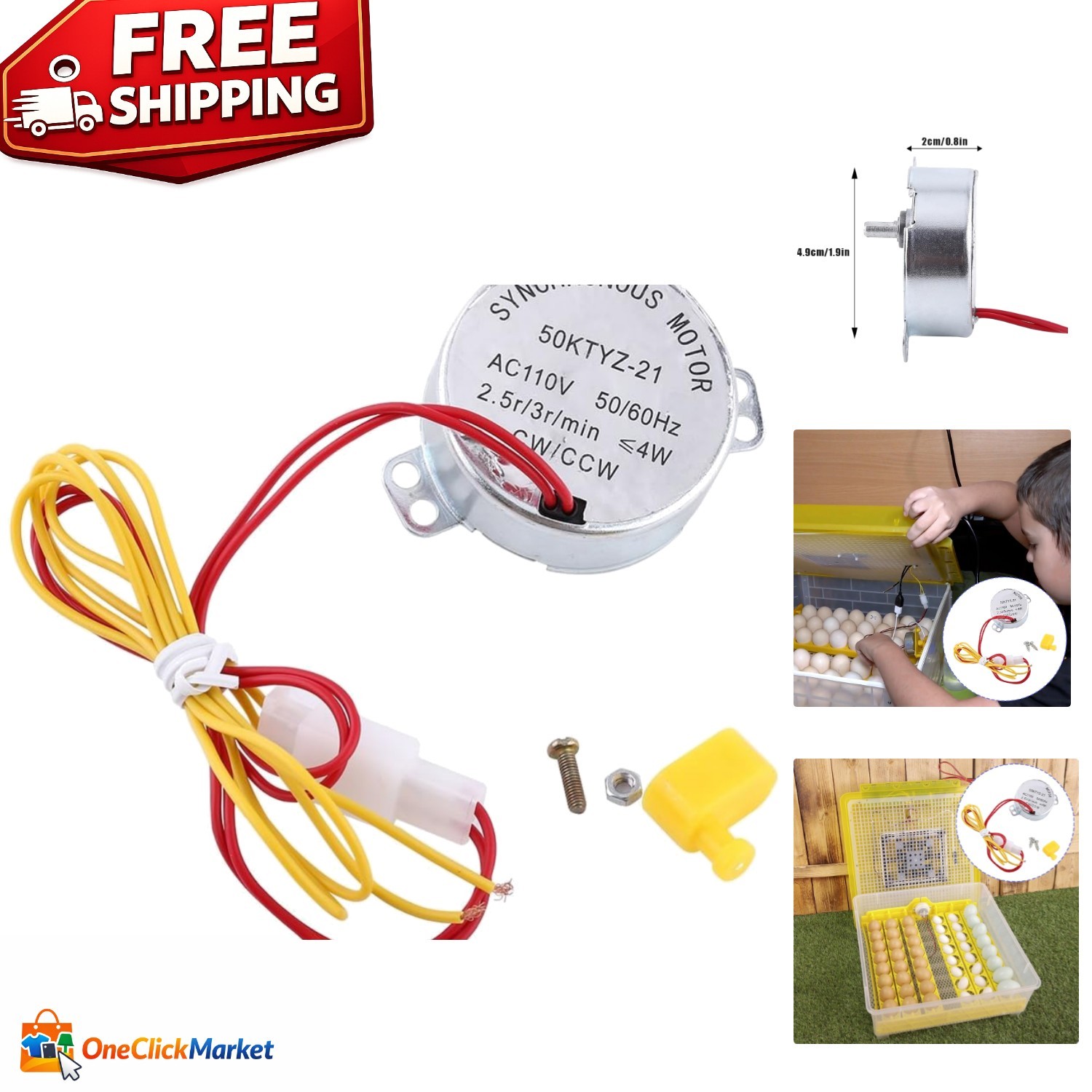 Lightweight Electric Egg Turner Motor with CW/CCW Modes for Easy Installation