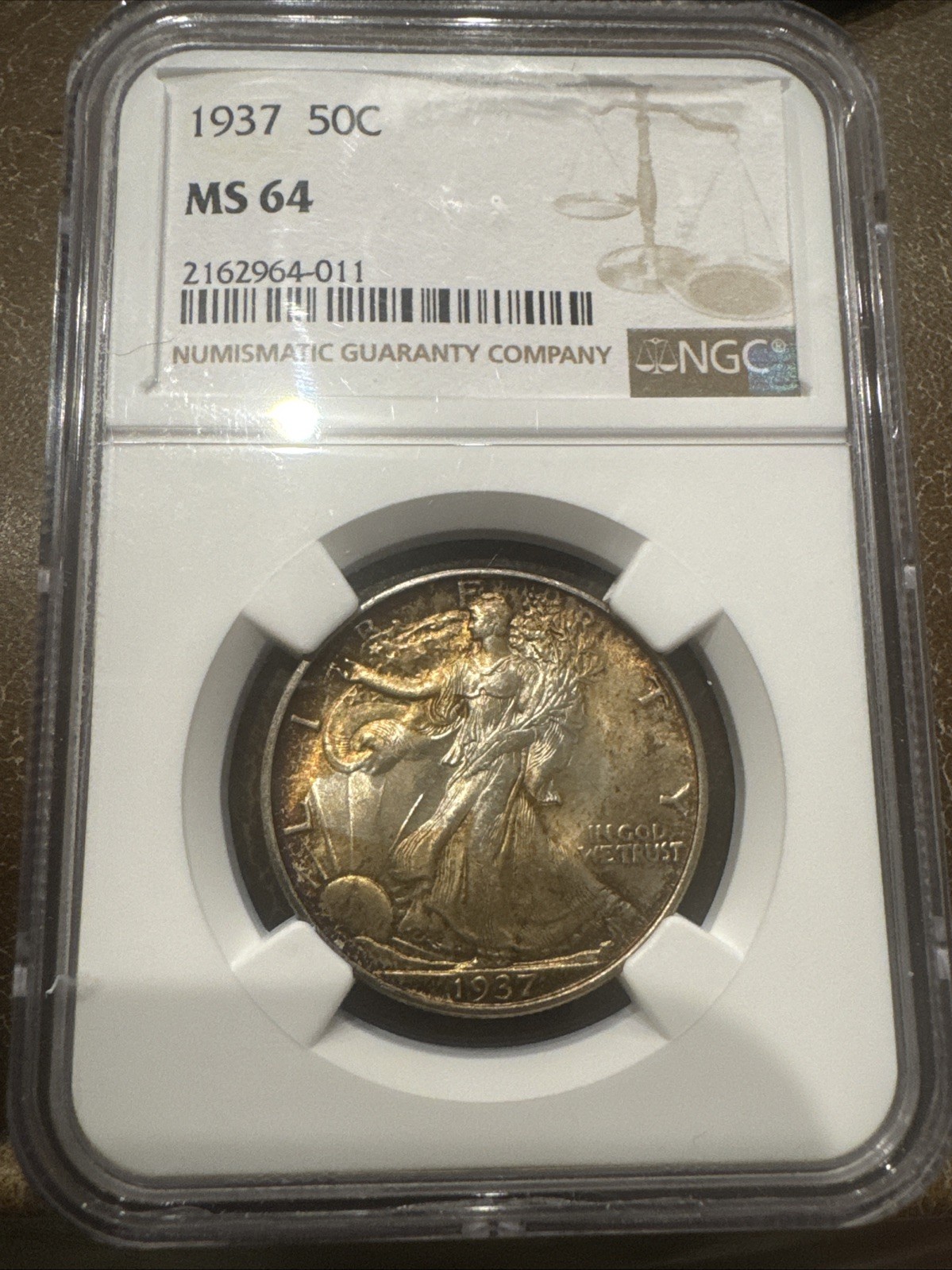 1937 Walking Liberty NGC MS64 Beautiful Toner