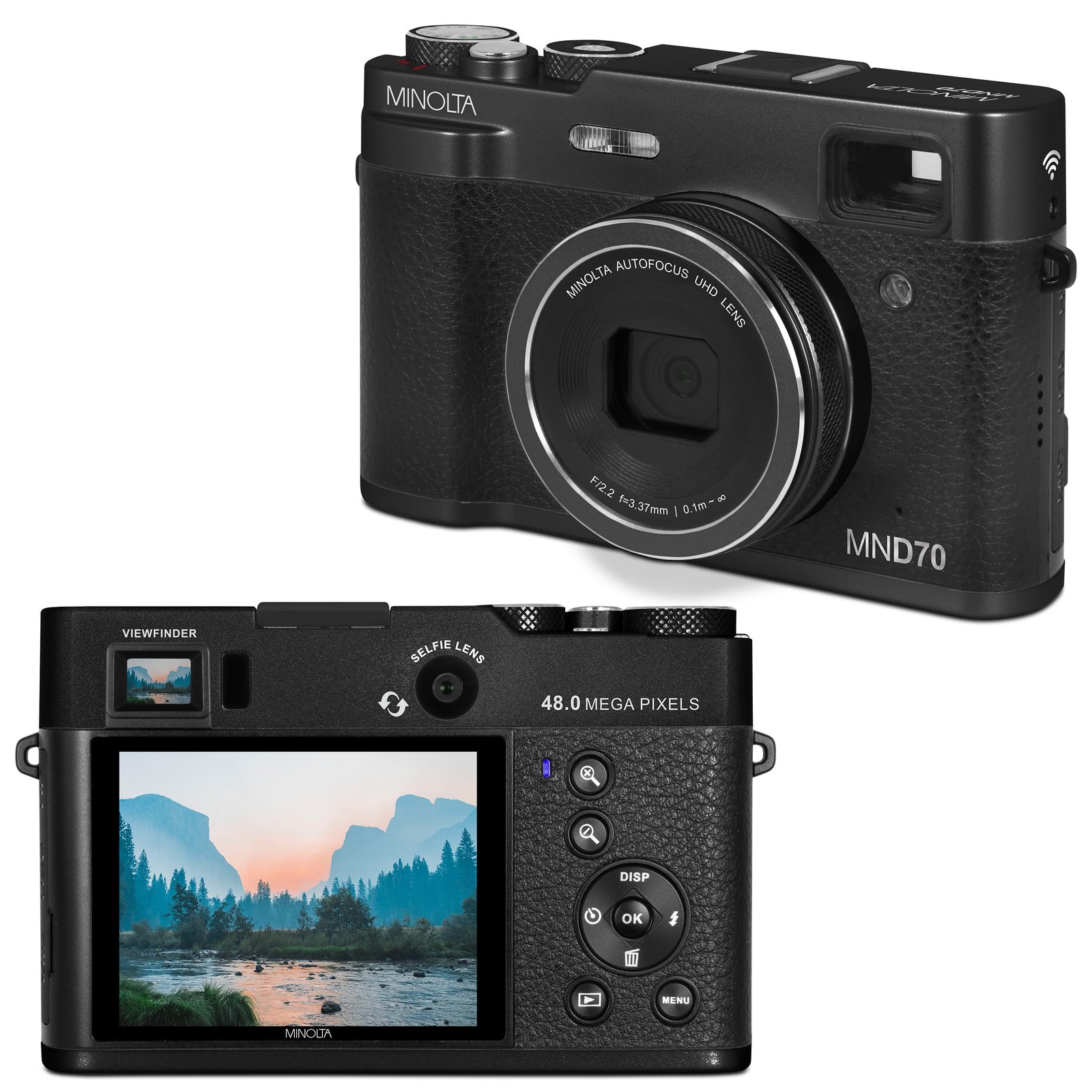 Minolta Retro Digital Camera – 48MP Autofocus Compact , 32GB Card (Black)