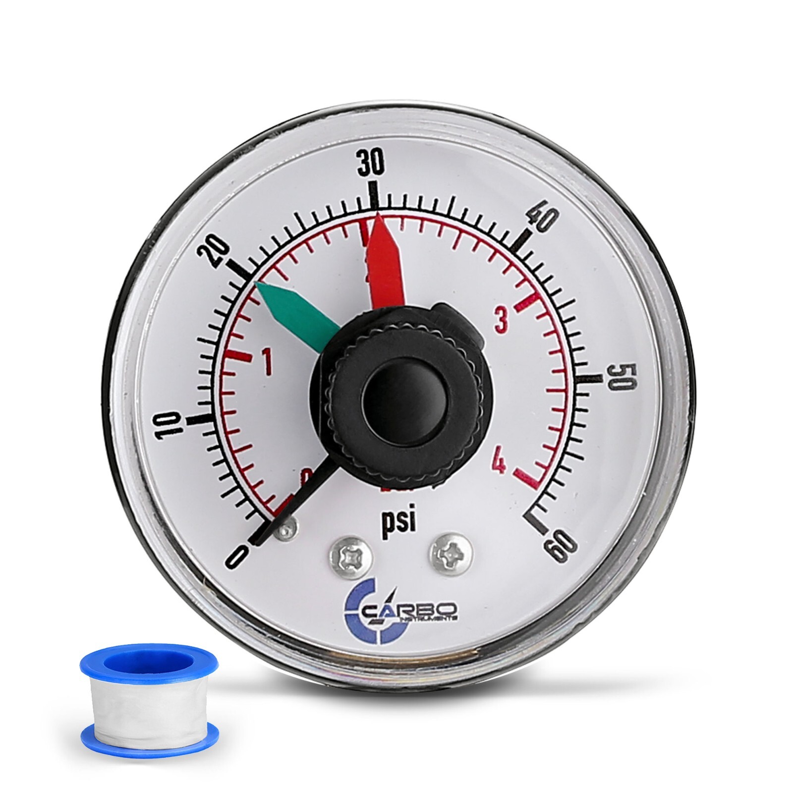 Pool Filter Pressure Gauge, 1/4" NPT, Back Mnt 0-60 PSI with Teflon