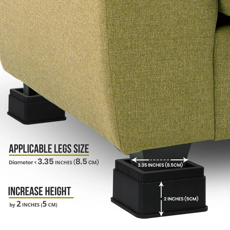 Utopia Bedding Bed Risers 2 Inch - Pack of 8 - 2 (Pack 8), Black
