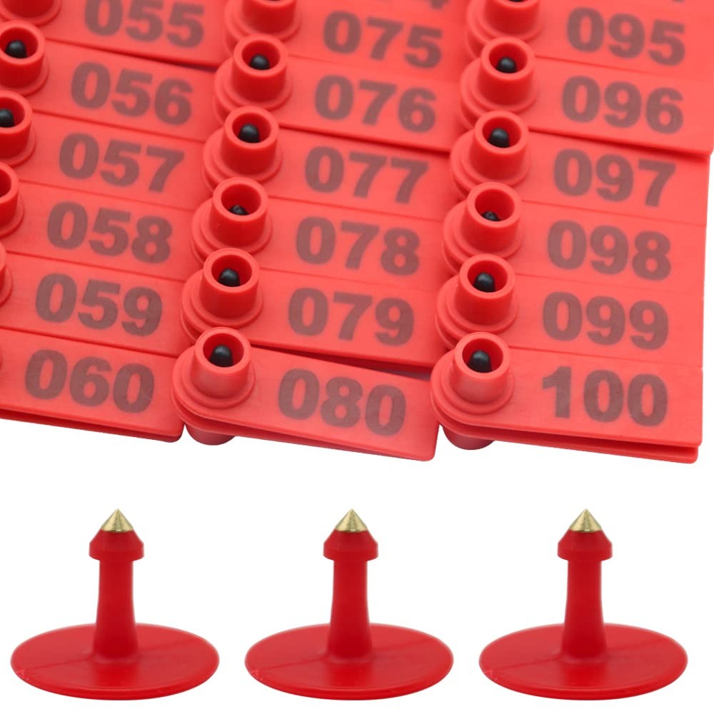 Sheep Goat Ear Tags 001-100 w/ Punch Applicator Tool