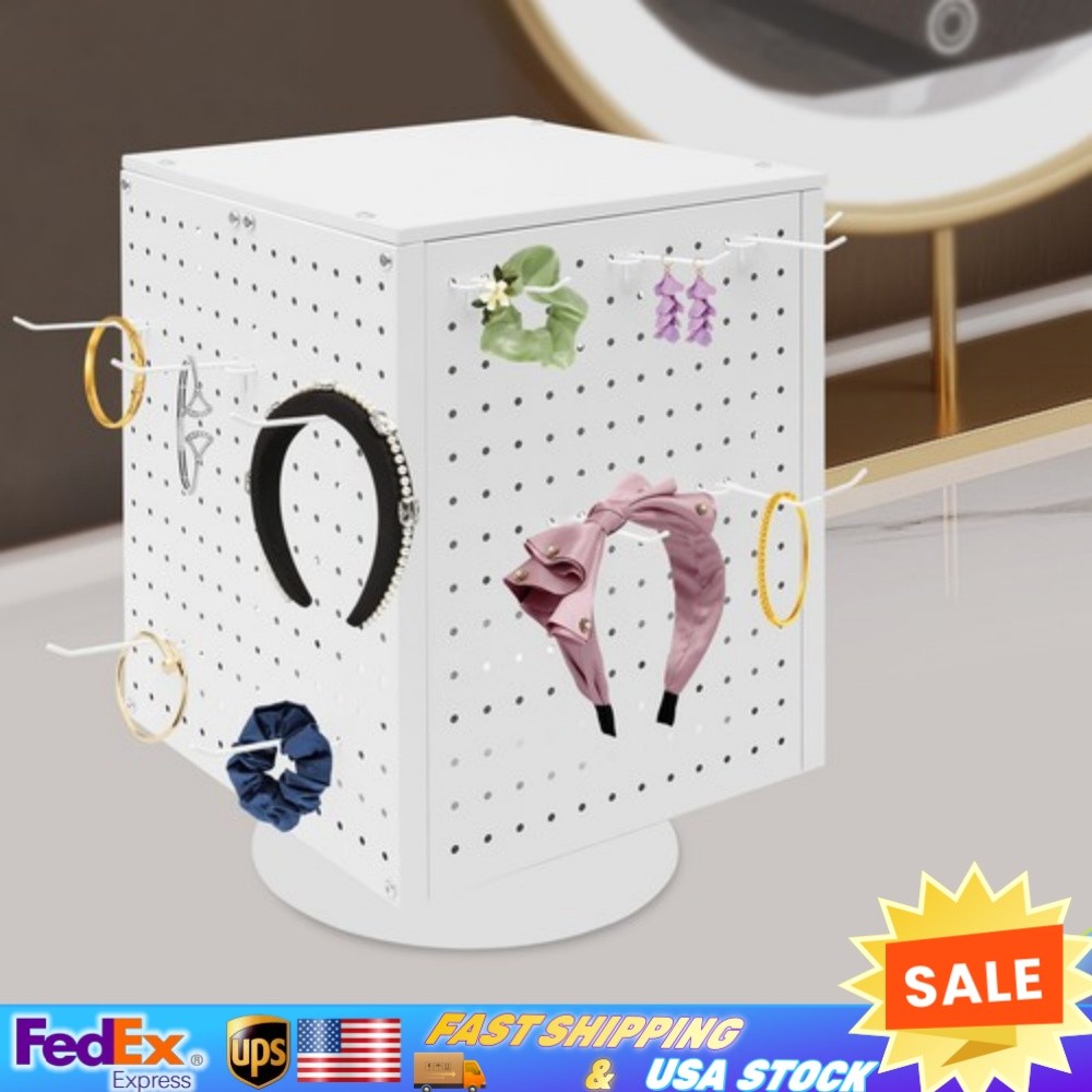 Rotating Pegboard Display Stand Countertop w/ 20 Hook 14"x14"x21" Retail Display