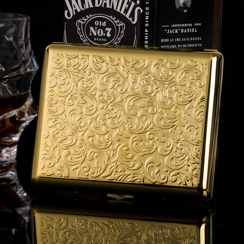 HOT 2024 NEW gold plated embossed arabesques cigarette case holds 20 cigarettes