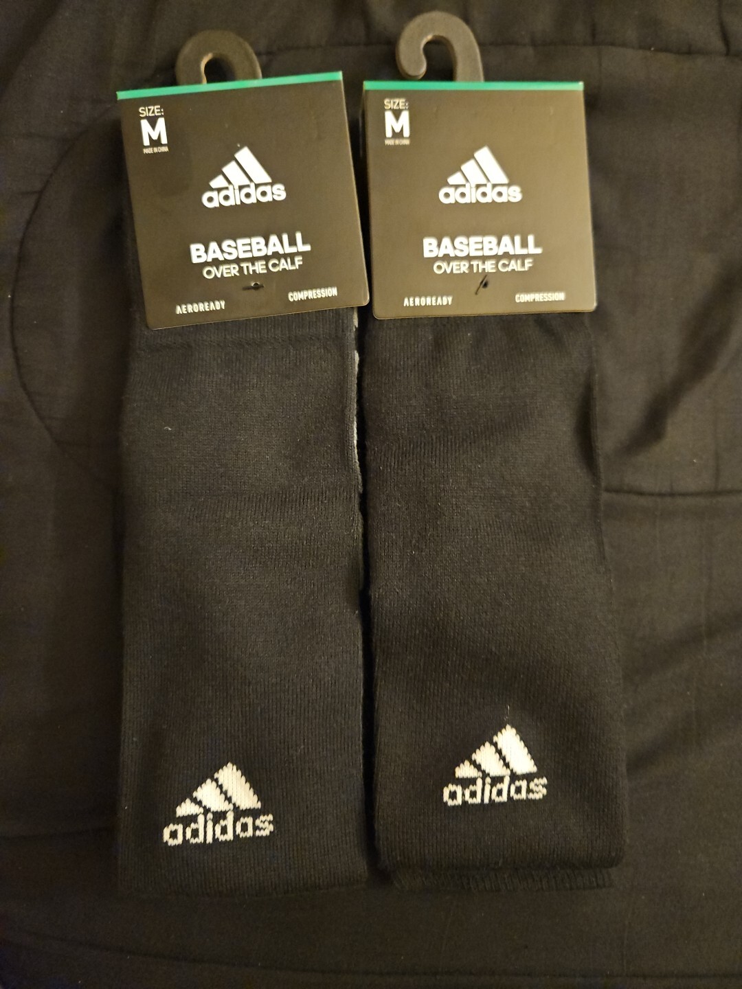 (2) ONE PAIR MENS ADIDAS UTILITY SOCKS BASEBALL SOCKS OVER THE CALF COMPRESSION