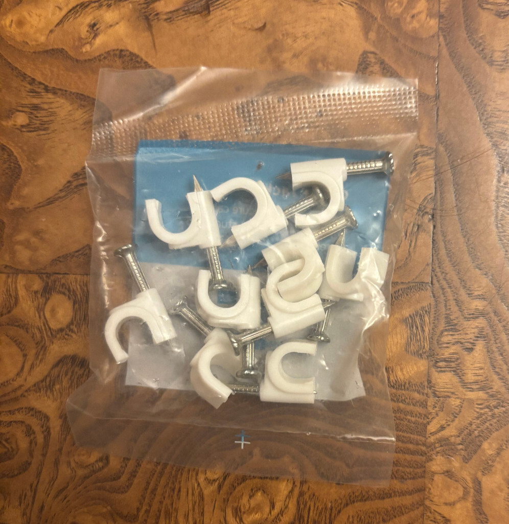 Cable Tacks Round Cable Clips w/Nails Cord Holder – White – 10 pcs