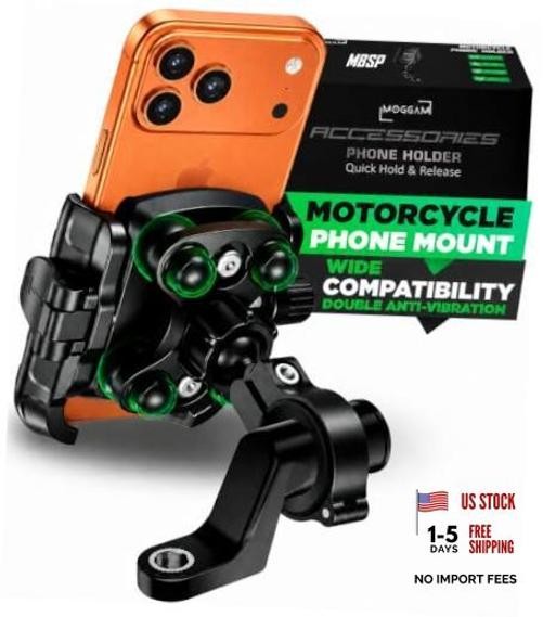 Motorcycle Phone Mount Anti Vibration CNC Aluminum Dual Clamp Handlebar 0.87