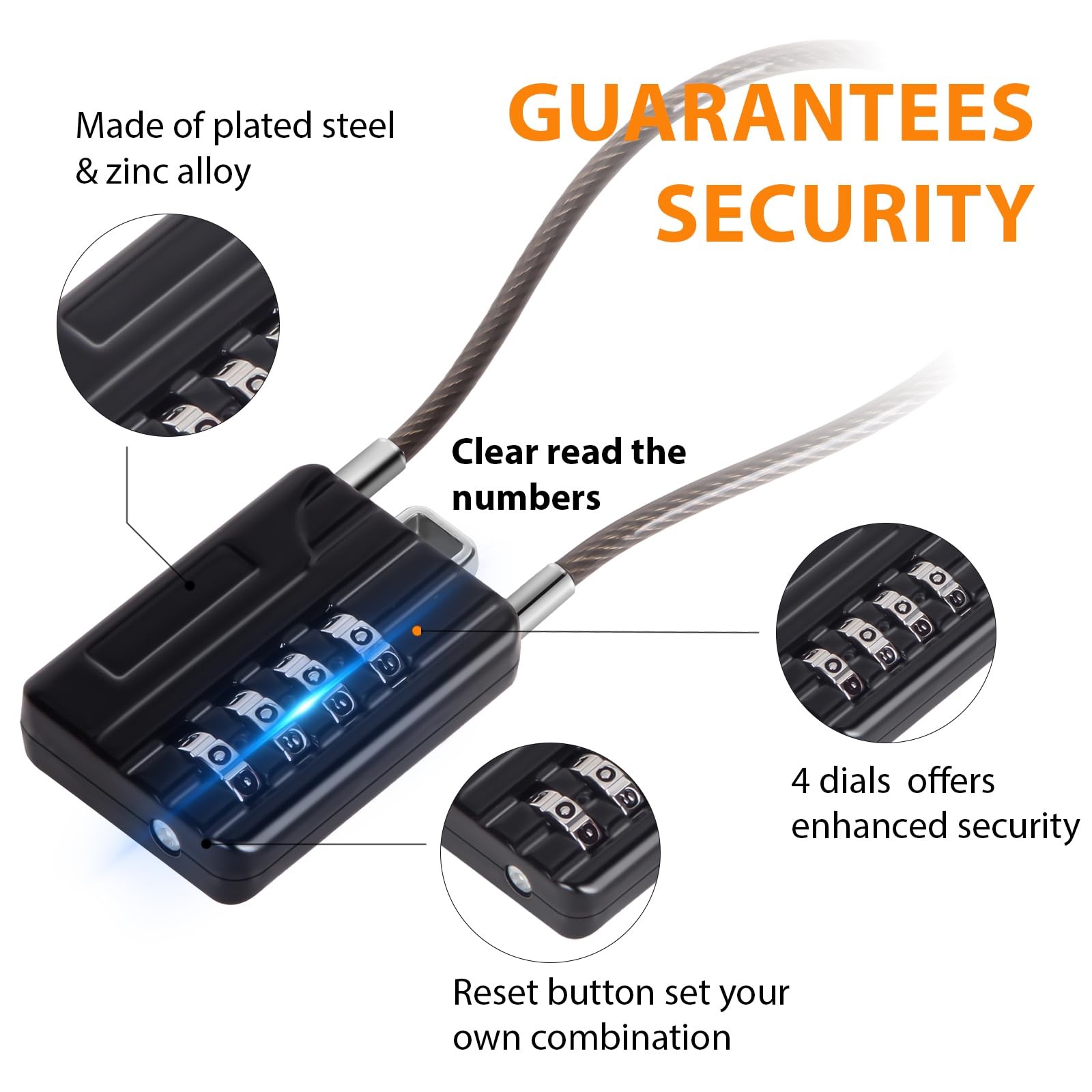 Sepox Compact Design Resettable Combination Padlock 4 Digit 30Mm 1-3/16 Width