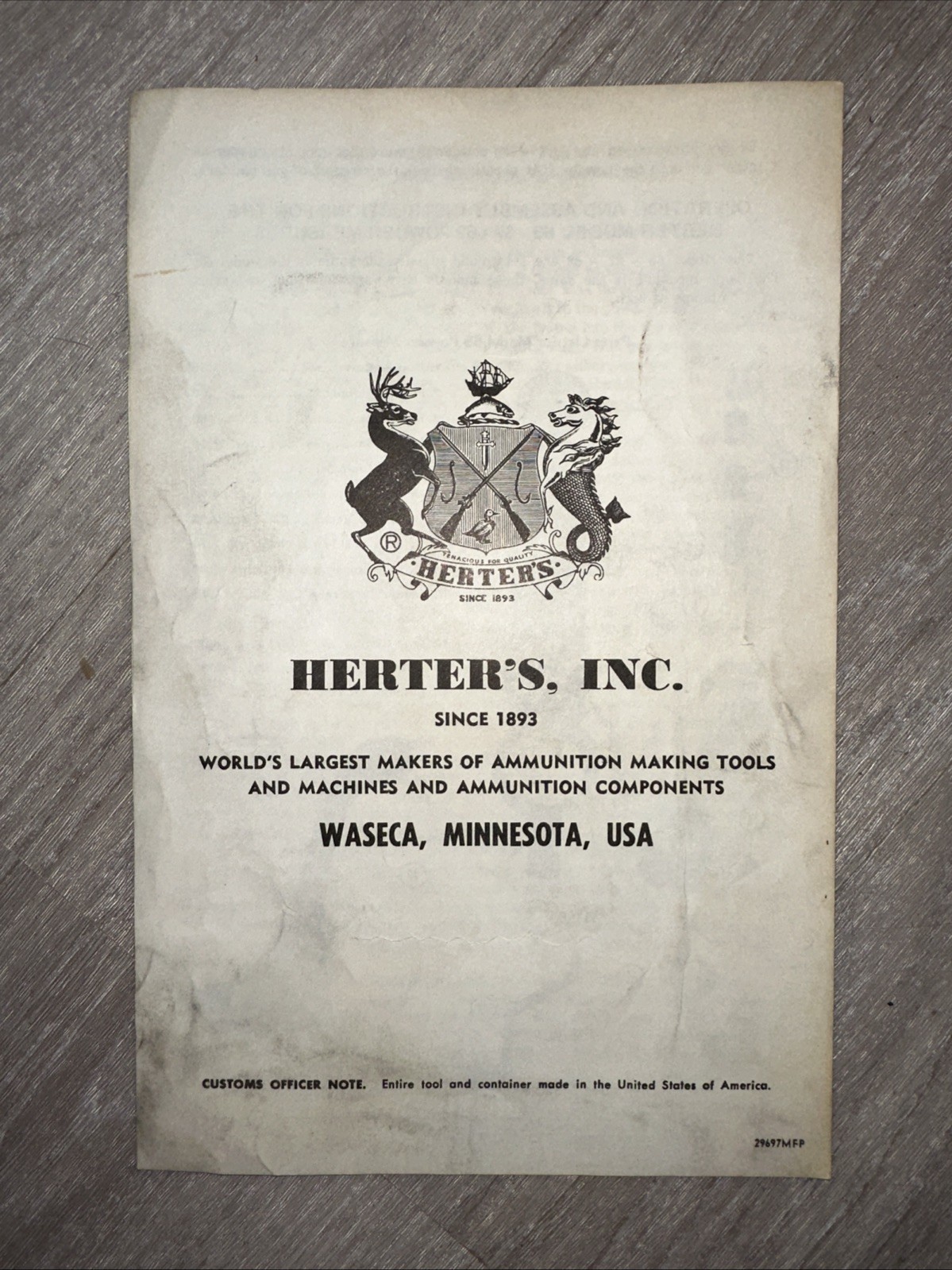 Herters Model 65 Powder Measure Instruction Assembly Manual Pamphlet